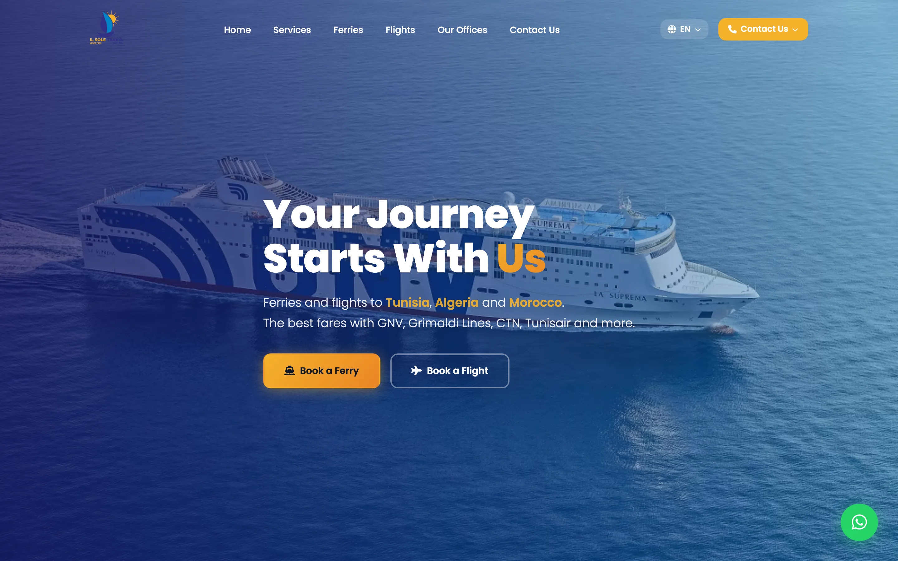 Sito web Il Sole Travel — homepage desktop